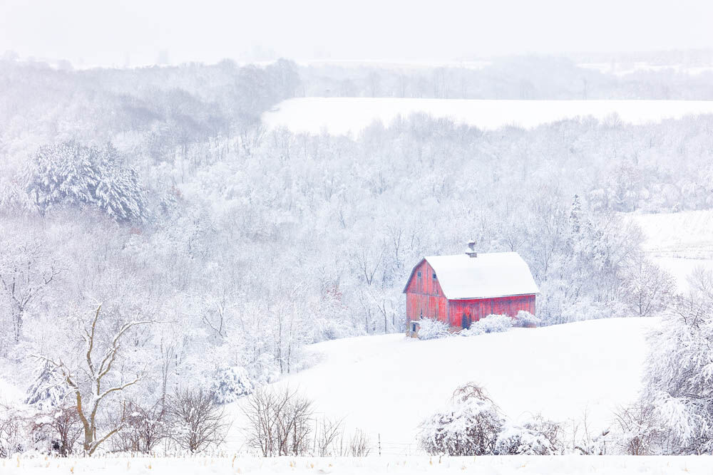 Barn, Winter, Red Barn, Farm