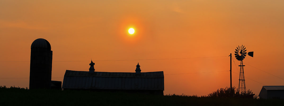 barn, sunset