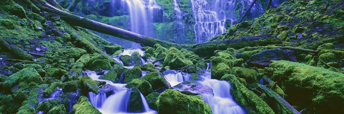 waterfall, river, moss