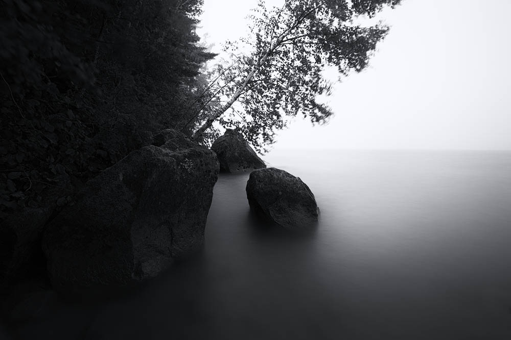 Lake Superior, black and white