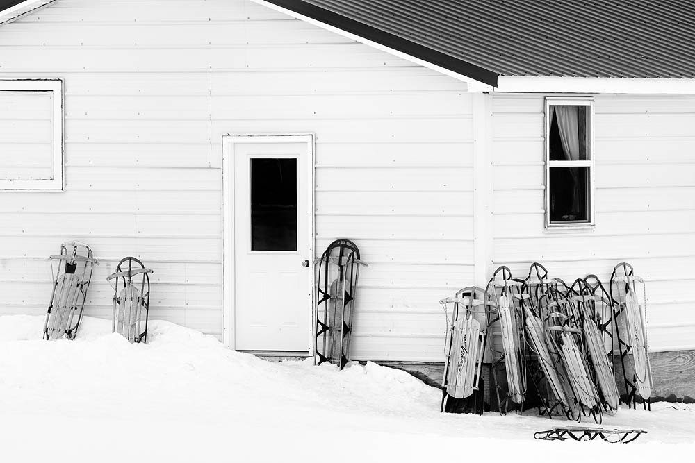 Amish, Snow, Sleds