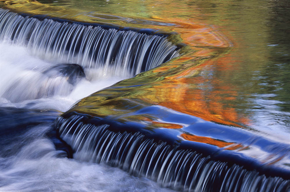 river, rapids, reflection