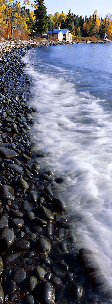 waves, cabin, fall, lake superior